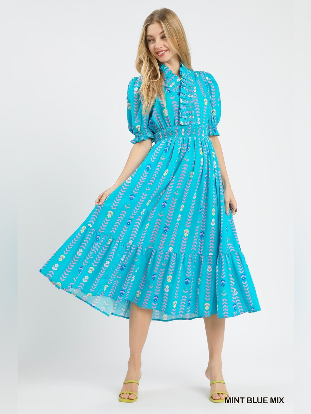 Umgee Vibrant Ruffle Smocked Midi Dress🛍️